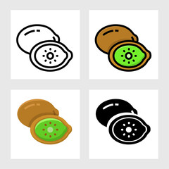 kiwi icon vector design in filled, thin line, outline and flat style.