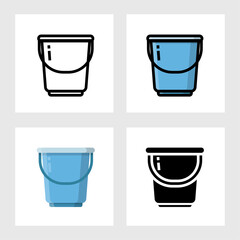 pail icon vector design in filled, thin line, outline and flat style.