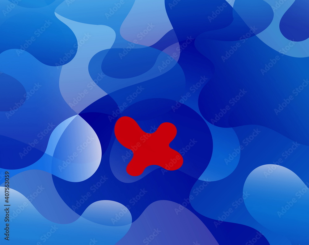 Poster abstract soft background of a liquid blue gradient and a red one in the middle