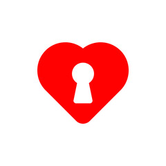 heart shaped padlock red in locked and unlocked isolated on white, red padlock heart for love romantic feeling. logo illustration. Vector graphics. EPS 10