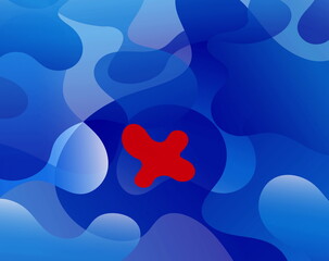 Abstract soft background of a liquid blue gradient and a red one in the middle