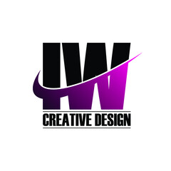 Letter IW simple logo design vector