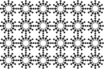 Background with black technical geometric pattern. Illustration of patterned wallpaper with white treasure for web or template for printing material.