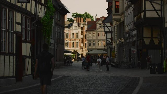 Half-timbered houses near the market square in the UNESCO World Heritage City of Quedlinburg, Saxony-Anhalt, Germany