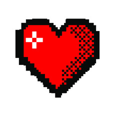Pixel art heart. Postcard cover for Valentine's Day, celebration of romance and love.