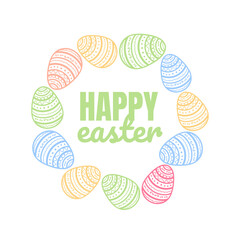 Easter layout frame with shape of egg, Christian holiday banner or invitation with place for text. Cute spring card template