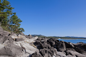 串木野市照島海岸の穏やかな海	