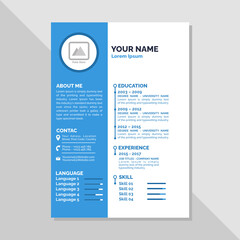 Creative modern CV Design Template Blue Minimalist Elegant with free icon info