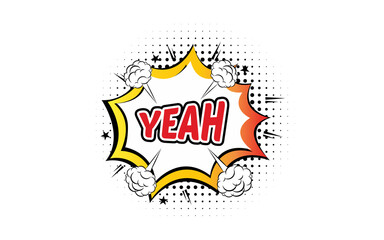Illustration of the comic style of Yeah wording template design
