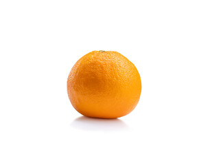 One fresh orange fruit isolated on the white background