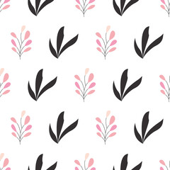 Floral botanical seamless patterns. Vector design for paper, cover, wallpaper, fabric, textile, interior decor, and other projects.