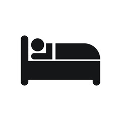 Bed icon, hotels sign, isolated on white background