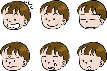 VECTOR CARTOON BOY FACE EMOJI SET