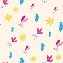 Floral botanical seamless patterns. Vector design for paper, cover, wallpaper, fabric, textile, interior decor and other project.