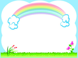 vector cartoon rainbow background border frame card