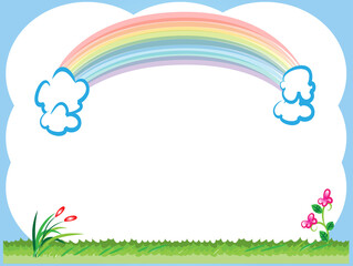 vector cartoon rainbow background border frame card