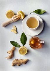 Ginger, honey and lemon herbal tea.