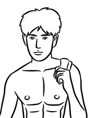 Fototapeta premium art drawing black and white of man for painting