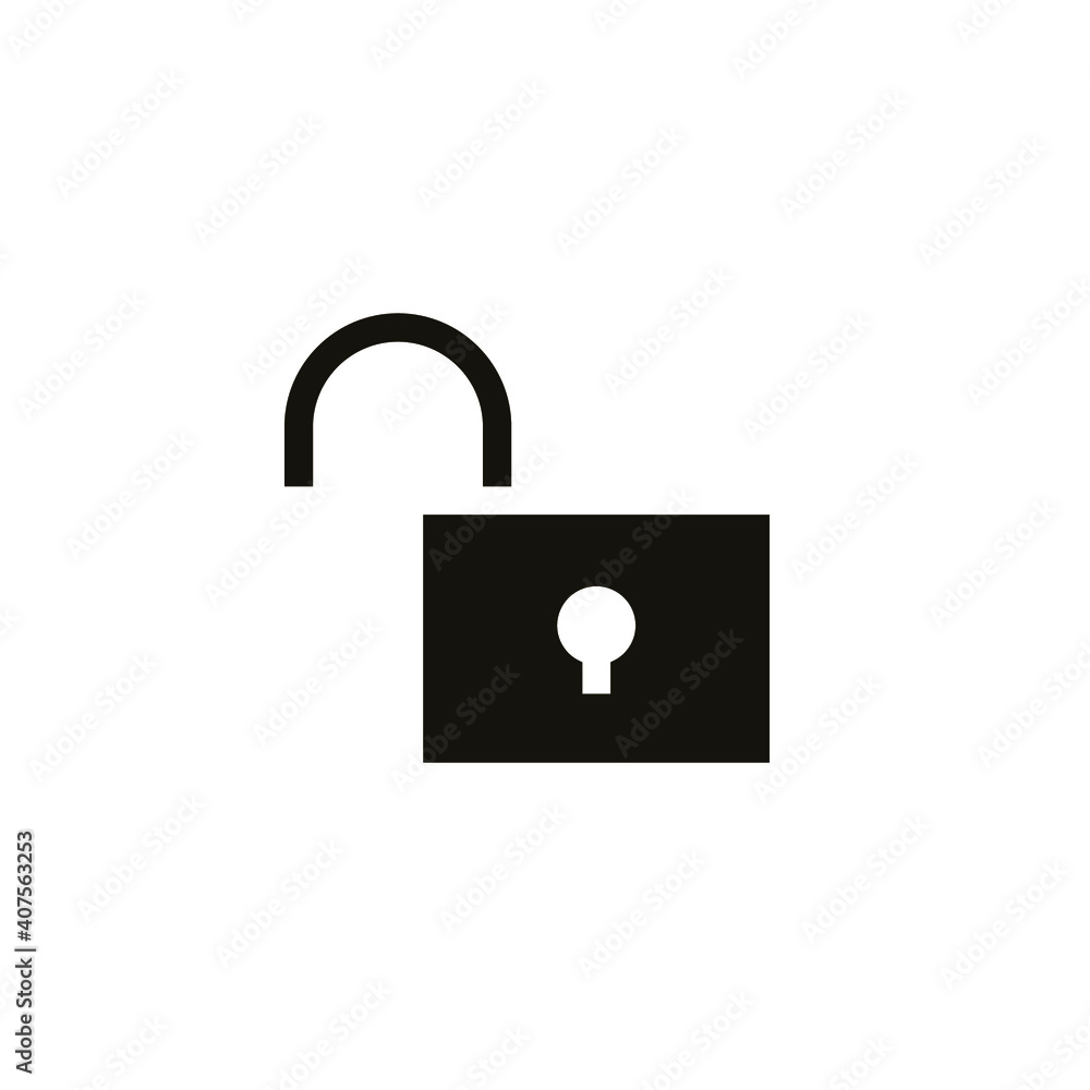 Poster open lock icon. solid style for web template and app. security, black, business, button, code, compu