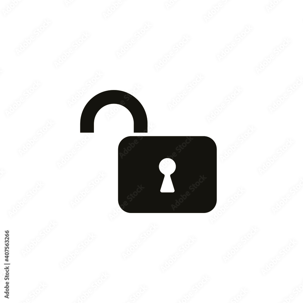 Poster open lock icon. solid style for web template and app. security, black, business, button, code, compu