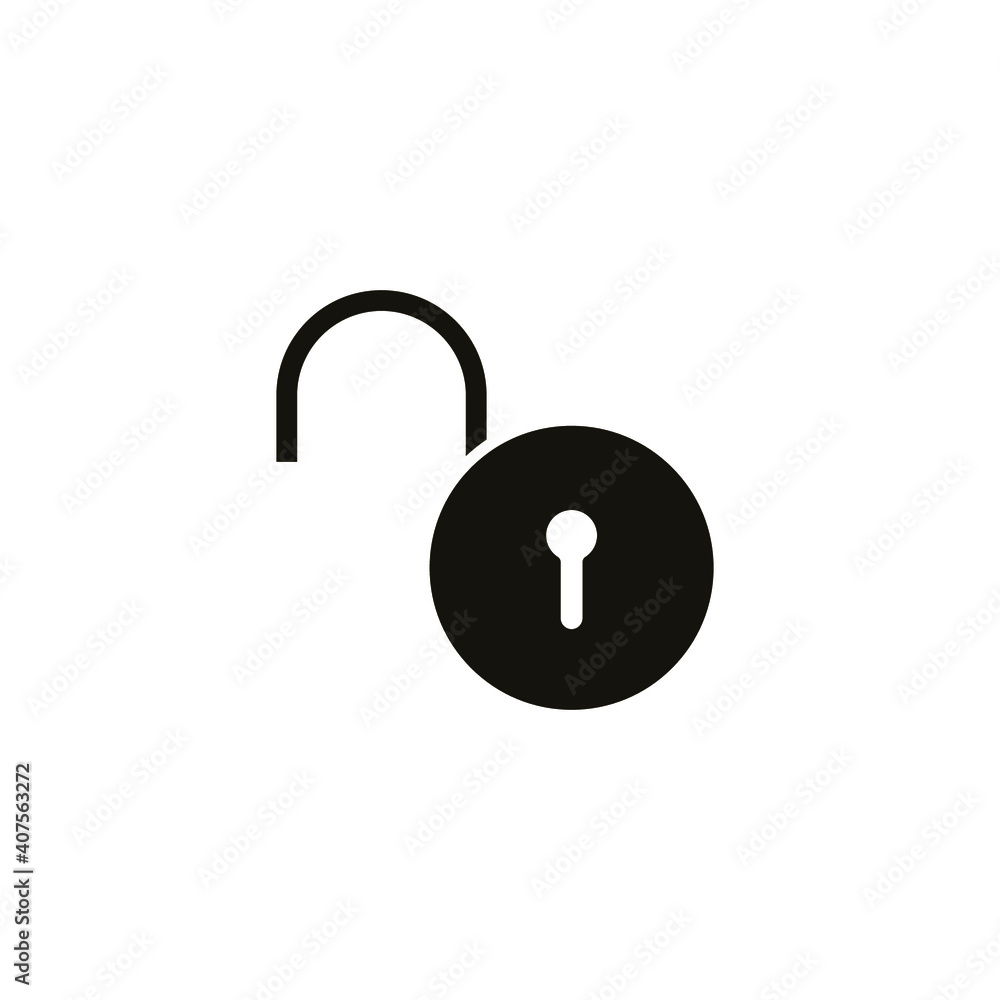 Poster open lock icon. solid style for web template and app. security, black, business, button, code, compu