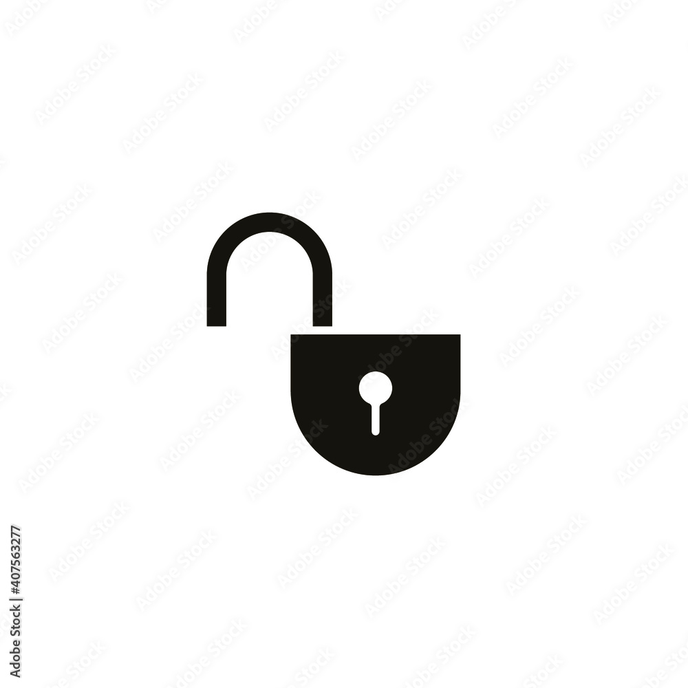 Poster open lock icon. solid style for web template and app. security, black, business, button, code, compu