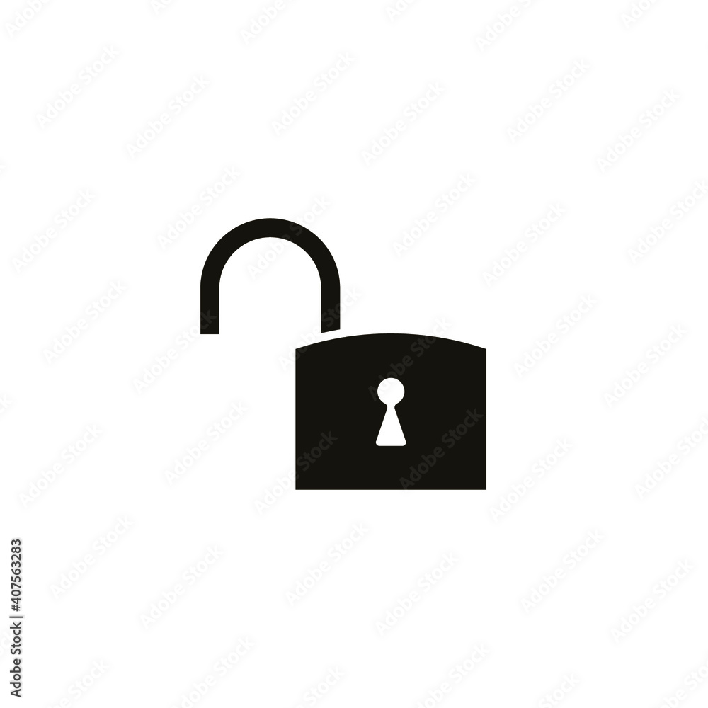 Poster open lock icon. solid style for web template and app. security, black, business, button, code, compu