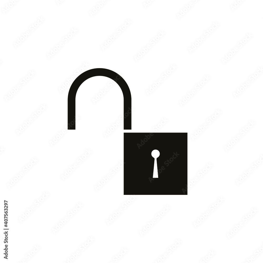 Poster open lock icon. solid style for web template and app. security, black, business, button, code, compu