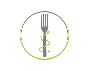 Fork with green leave in the middle