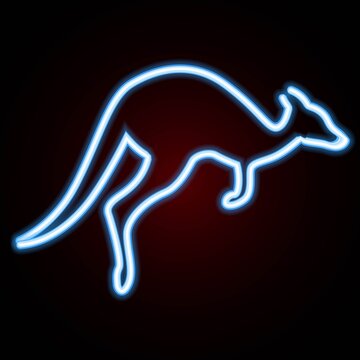 Kangaroo neon icon. Vector illustration symbol, ready to use, for banner, website, print promotional.