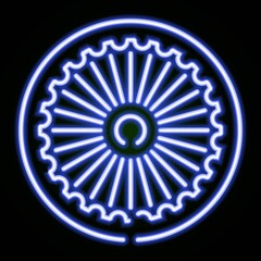 India flag wheel neon icon. Vector illustration symbol, ready to use, for banner, website, print promotional.