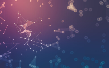 Abstract background. Molecules technology with polygonal shapes, connecting dots and lines. Connection structure. Big data visualization.