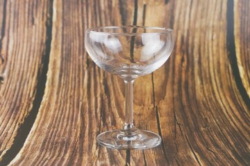 Wine glass on a wooden table