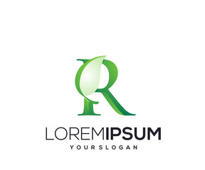 leaf letter r icon logo design template