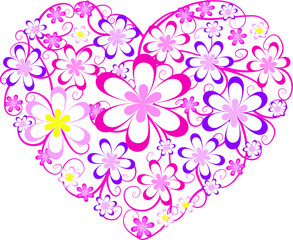 vector flowers heart shape background