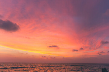 Fototapeta na wymiar Colorful pink sky at sunset