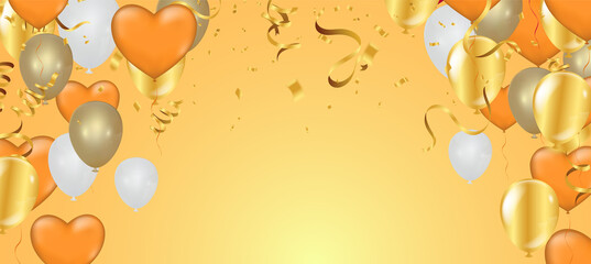 Golden celebration background. Group of gold balloons isolated on background. luxury greeting rich card.