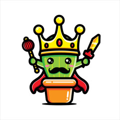 Obraz premium cute king cactus character vector design