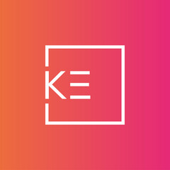 Creative initial letter KE square logo design concept vector