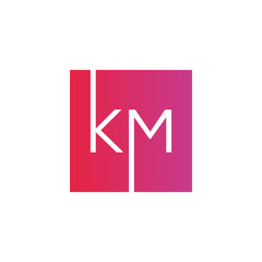 Creative initial letter KM square logo design concept vector