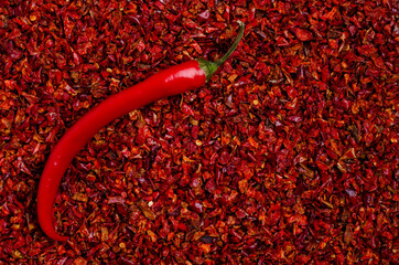 Slices of dry red pepper.