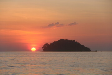 Cambodia. Sihanoukville city. Sunset. Otres beach. Gulf of Thailand in Sihanoukville.  Kampong Saom.