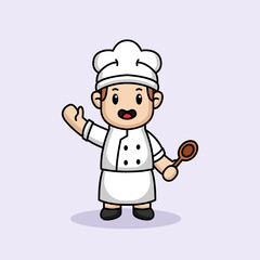 cute kid in chef costume mascot design