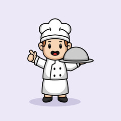 cute kid in chef costume mascot design