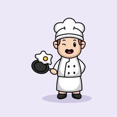 cute kid in chef costume mascot design