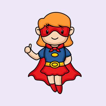 Cute girl in a superhero costume