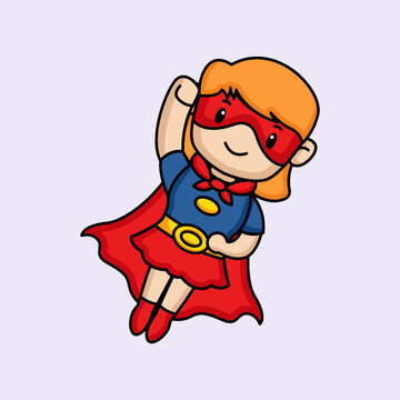 Cute girl in a superhero costume