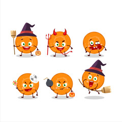 Halloween expression emoticons with cartoon character of slice of carrot