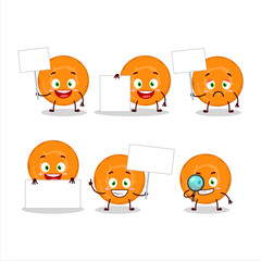 Slice of carrot cartoon character bring information board