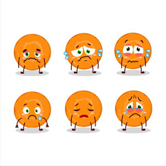 Slice of carrot cartoon character with sad expression